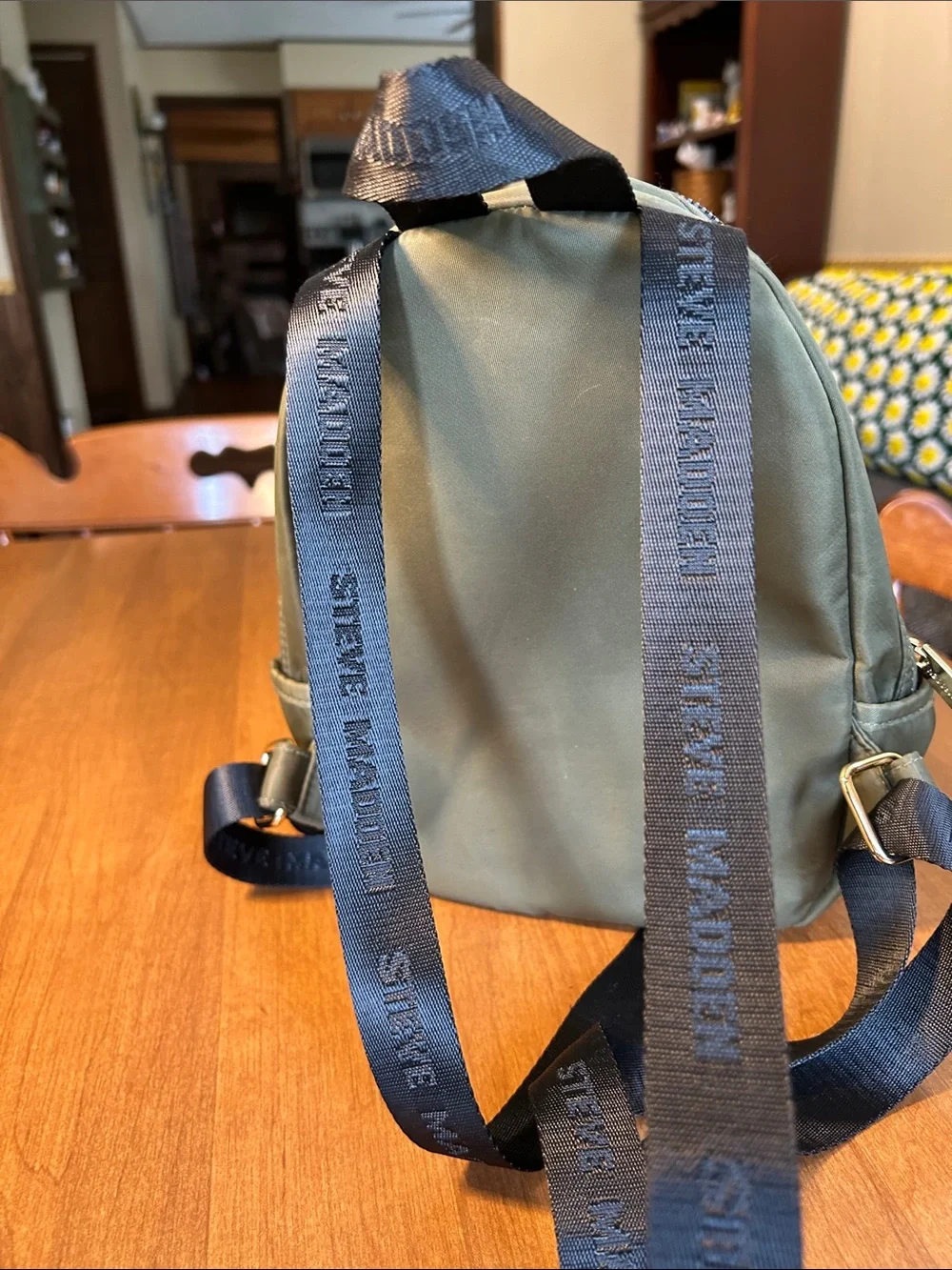 Steve Madden Olive Mini Backpack with Gold Hardware